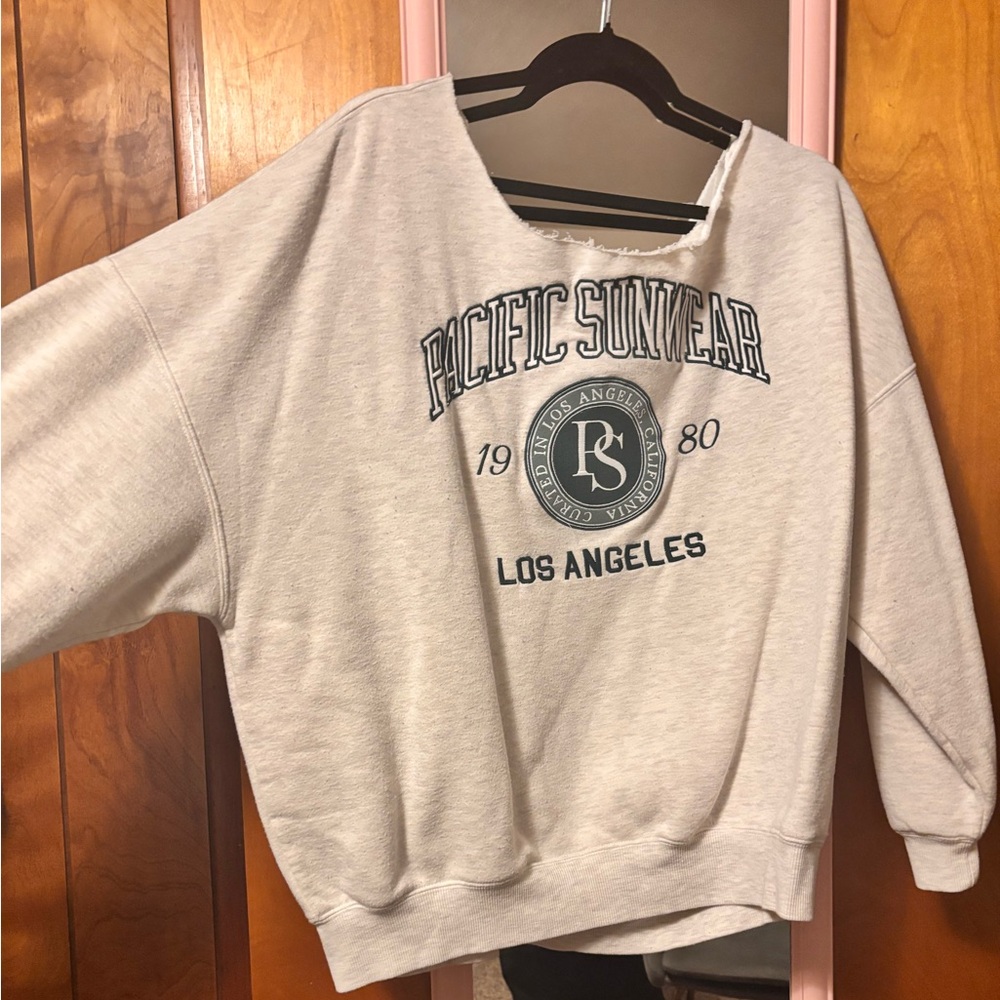 Pacific Sunwear Light Gray Cut-Out Sweatshirt